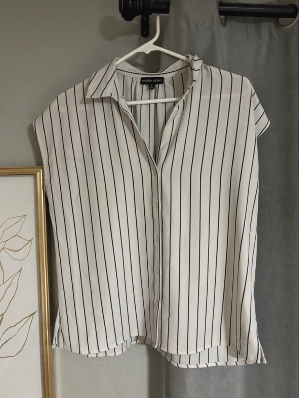 Modern Vice White Button-Up Shirt with Black Pinstripes